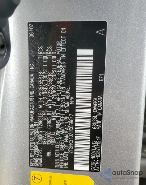 2008 Lexus Rx 350 из США, поврежденный, VIN 2T2HK31U78C068647